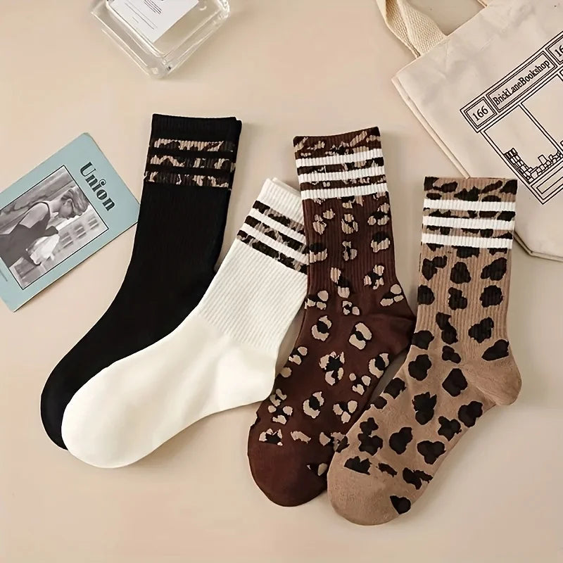 Lot de 4 paires de chaussettes léopard