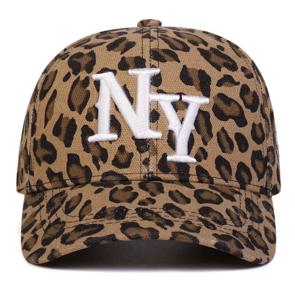 Casquette brodées et imprimé léopard ajustable