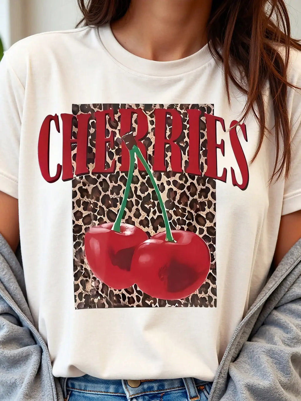 T-shirt à manches courtes Léopard Cherry