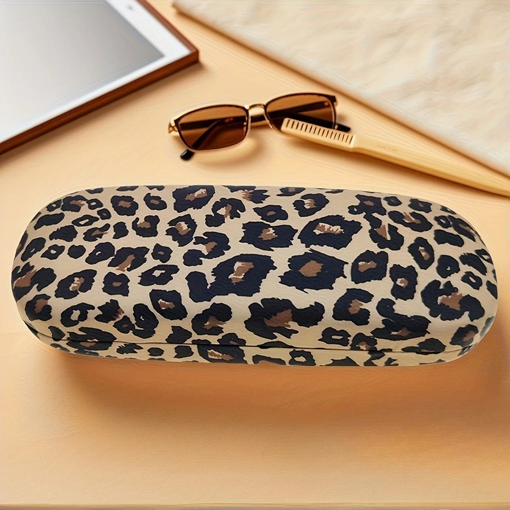 Étui à lunettes en métal imprimé léopard