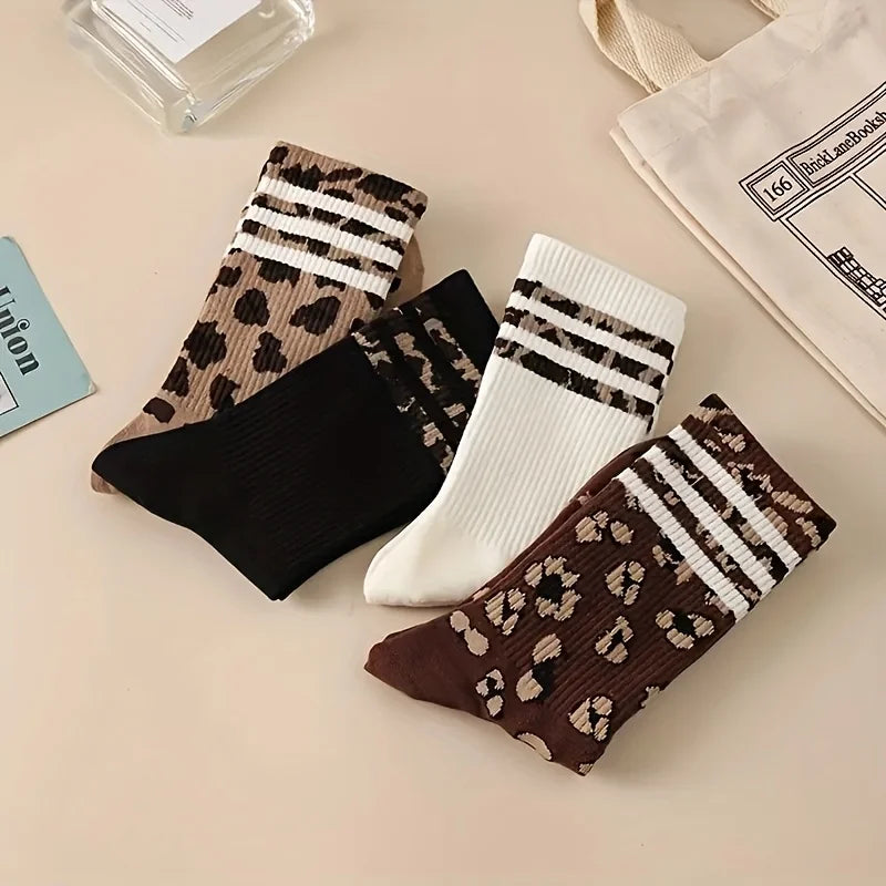 Lot de 4 paires de chaussettes léopard